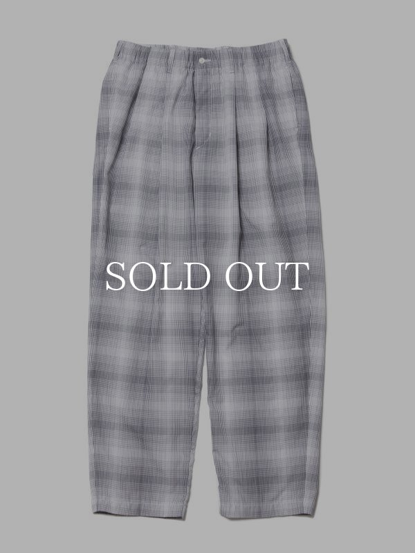 COOTIE Ombre Check 2 Tuck Easy Pants (White × Gray) CTE-22S125