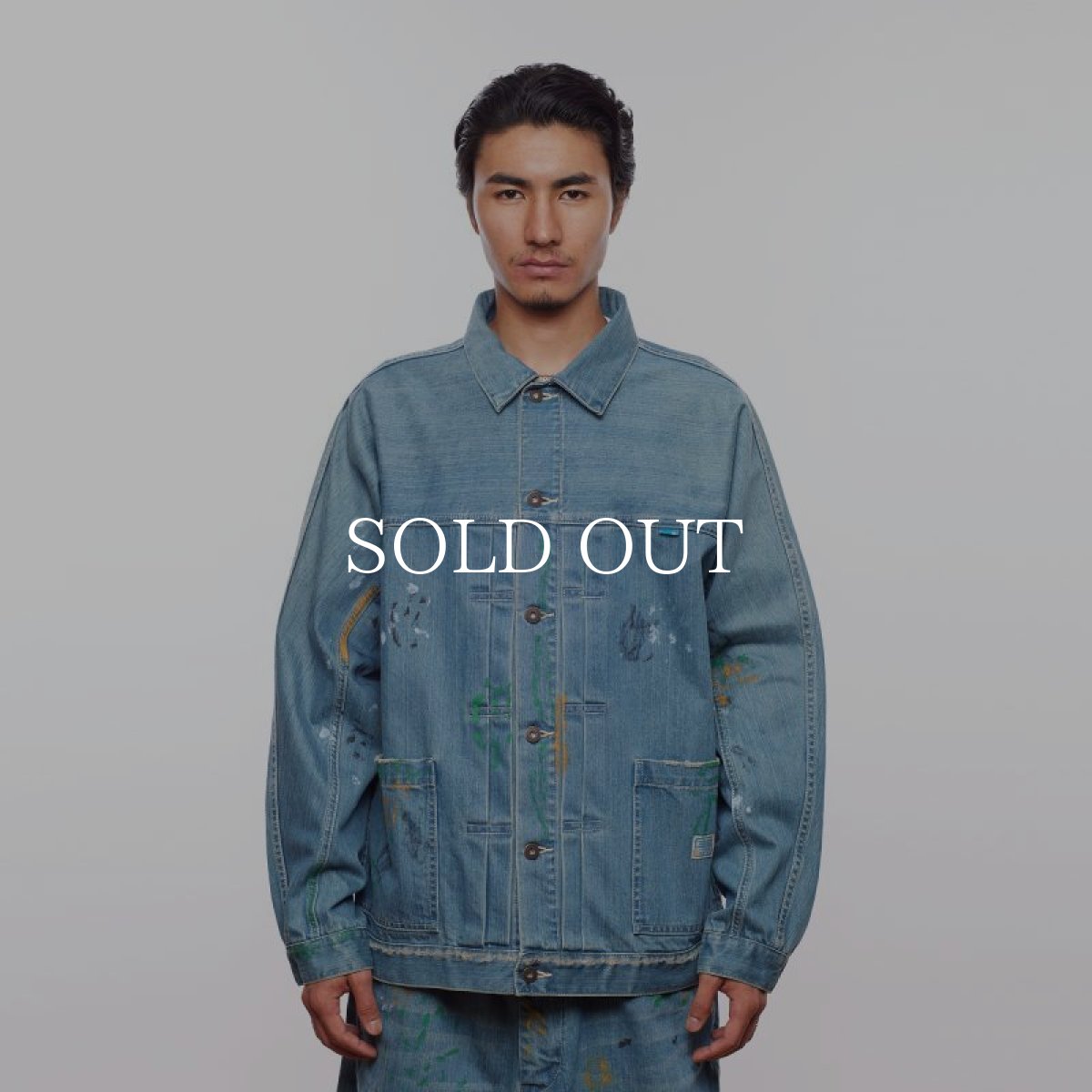 画像9: Liberaiders  PAINT SPLATTER DENIM JACKET (LIGHT BLUE) (9)