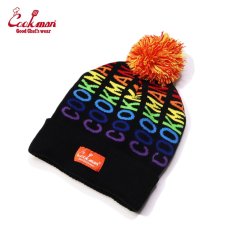 画像2: COOKMAN  ビーニー Beanie Logo Rainbow (Black) (2)