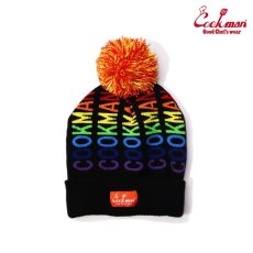 画像1: COOKMAN  ビーニー Beanie Logo Rainbow (Black) (1)