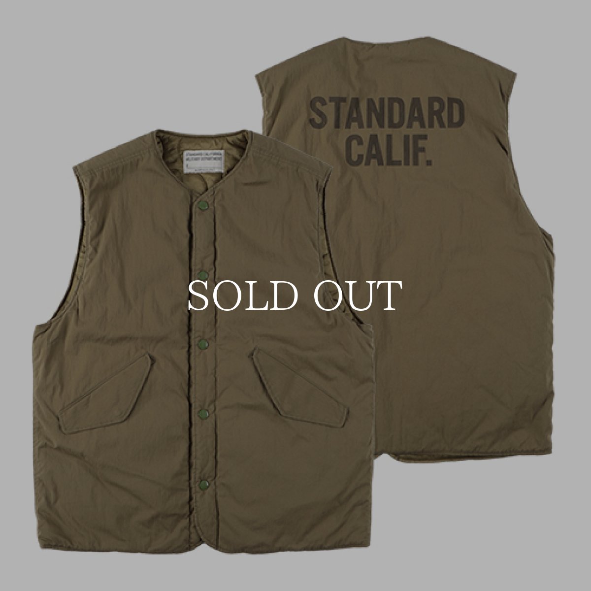 画像1: STANDARD CALIFORNIA  SD Reversible Army Vest (Olive) (1)