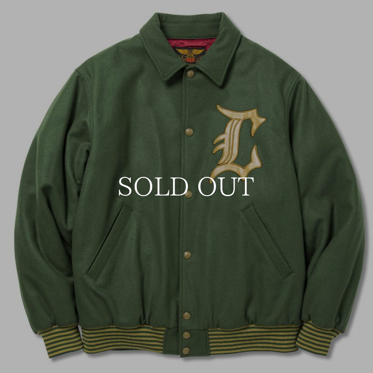 画像1: CALEE  College type wappen wool stadium jumper (Green) (1)