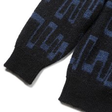 画像4: CALEE  7 Gauge jacquard mohair crew neck knit sweater (Black.Blue) (4)