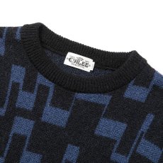 画像2: CALEE  7 Gauge jacquard mohair crew neck knit sweater (Black.Blue) (2)