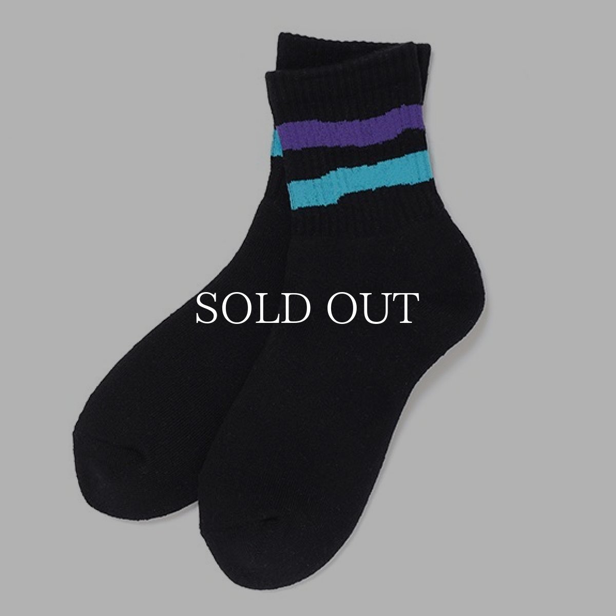 画像1: CHALLENGER  SHORT BORDER SOCKS (BLACK) (1)