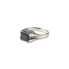 画像1: CALEE  Cut stone silver ring -black cubic- (1)