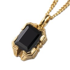 画像2: CALEE  Cut stone silver necklace -black cubic- (Gold) (2)