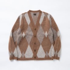 画像1: RATS  ARGYLE MOHAIR KNIT CARDIGAN (BROWN) (1)