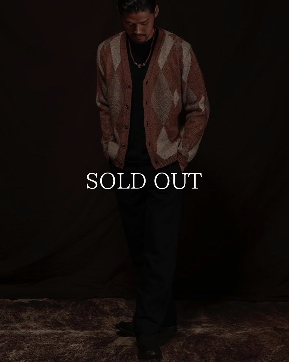 画像3: RATS  ARGYLE MOHAIR KNIT CARDIGAN (BROWN) (3)