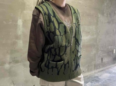 画像1: HUF  HUDSON CAMO ZIP VEST (CAMO)