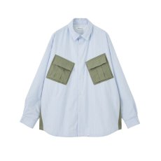 画像1: MAGIC STICK  LIGHT PUFF DRESS SHIRT (BLUE STRIPES) (1)