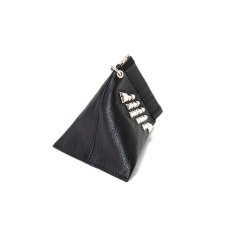 画像2: CALEE  Studs leather internal flex frame type multi pouch (Black) (2)