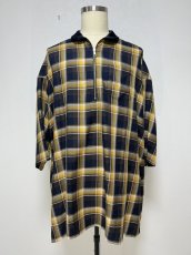 画像1: KIDILL  HALF ZIP SHIRT (NAVY YELLOW CHECK) (1)