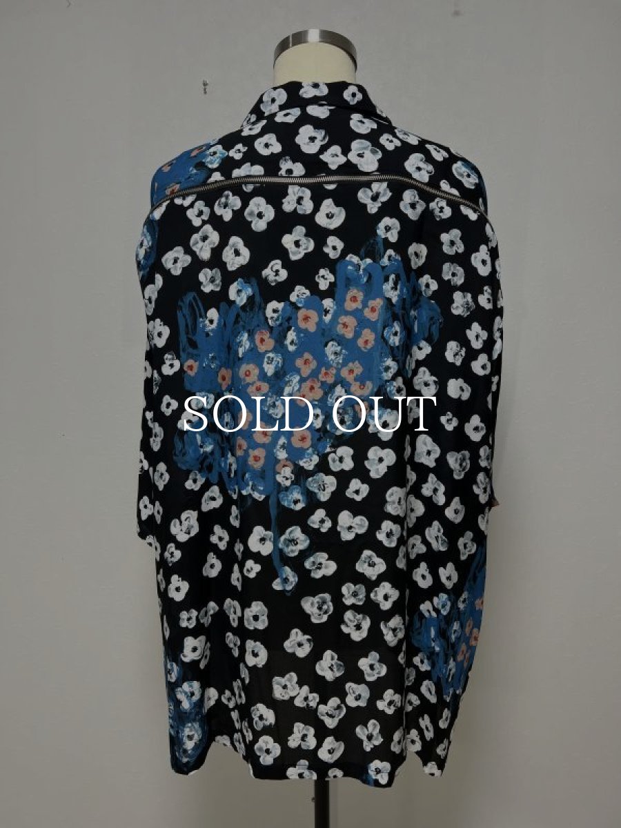 画像2: KIDILL  HALF ZIP SHIRT - TEXTILE DESIGN BY MAYA SHIBASAKI (BLACK FLOWER) (2)