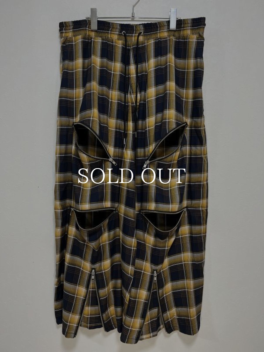 画像2: KIDILL  WIDE ZIP PANTS (NAVY YELLOW CHECK) (2)