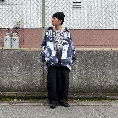 画像1: KIDILL  PULLOVER KNIT - COLLABORATION WITH rurumu: (GREY FLOWER - BLACK OVERDYE)