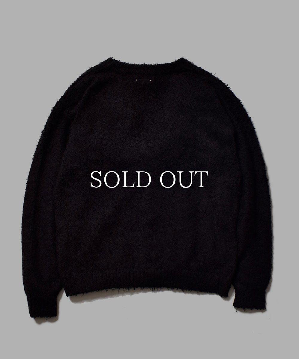 画像2: MINEDENIM  Shaggy Cotton Knit Cardigan (BLK) (2)