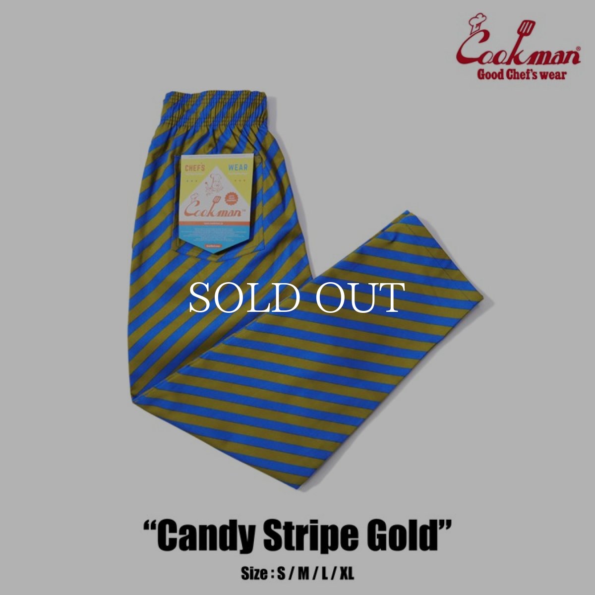 画像1: COOKMAN  Chef Pants Candy Stripe (Gold) (1)