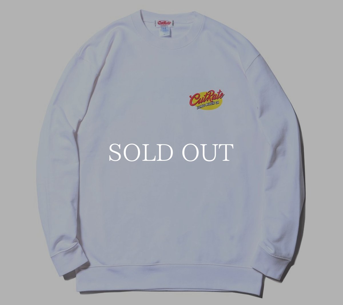 画像1: CUTRATE  CUTRATE LONG BEACH CA LOGO CREW NECK SWEAT (WHITE) (1)