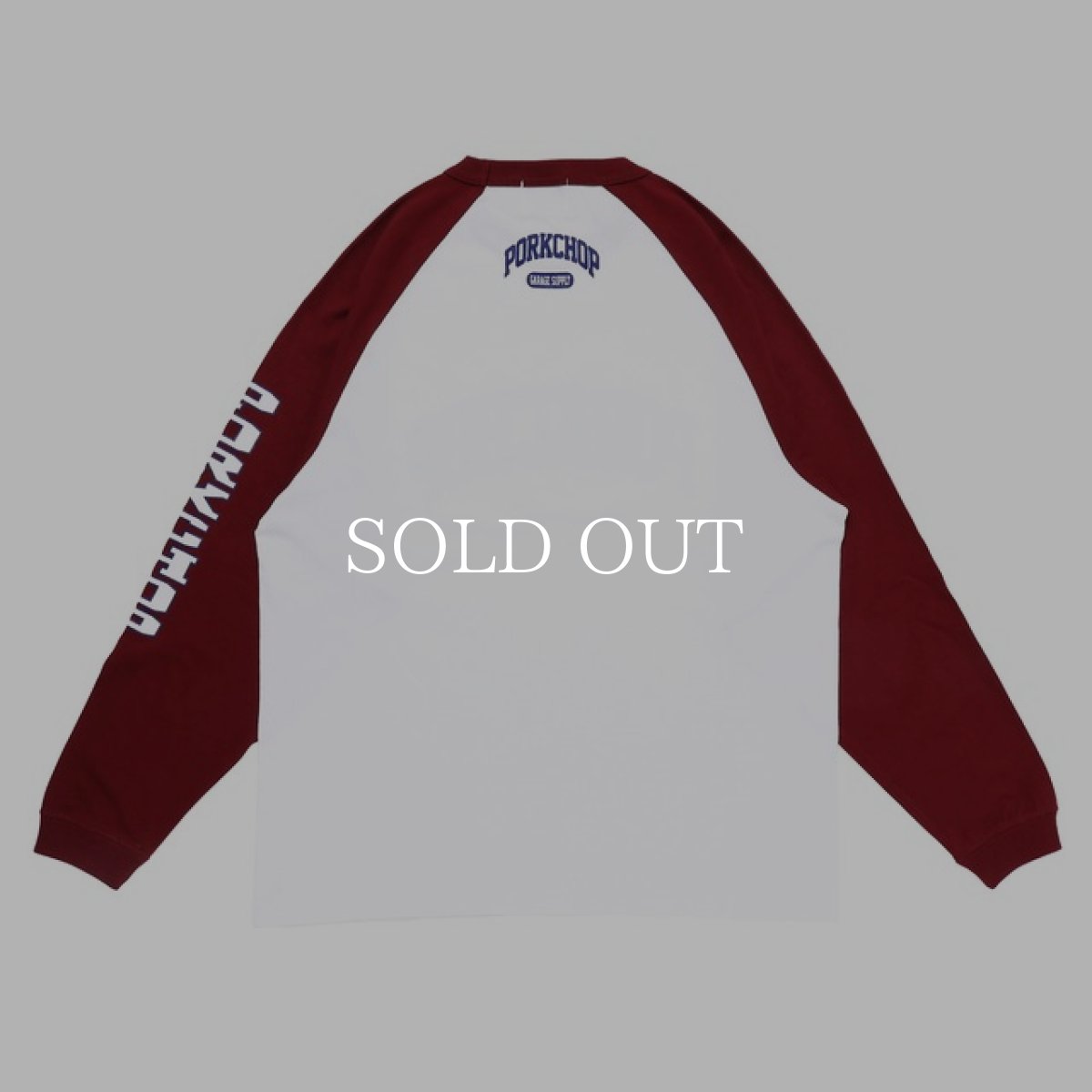 画像2: PORKCHOP GARAGE SUPPLY  COLLEGE RAGLAN L/S TEE (WHITE × BURGUNDY) (2)