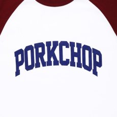 画像3: PORKCHOP GARAGE SUPPLY  COLLEGE RAGLAN L/S TEE (WHITE × BURGUNDY) (3)