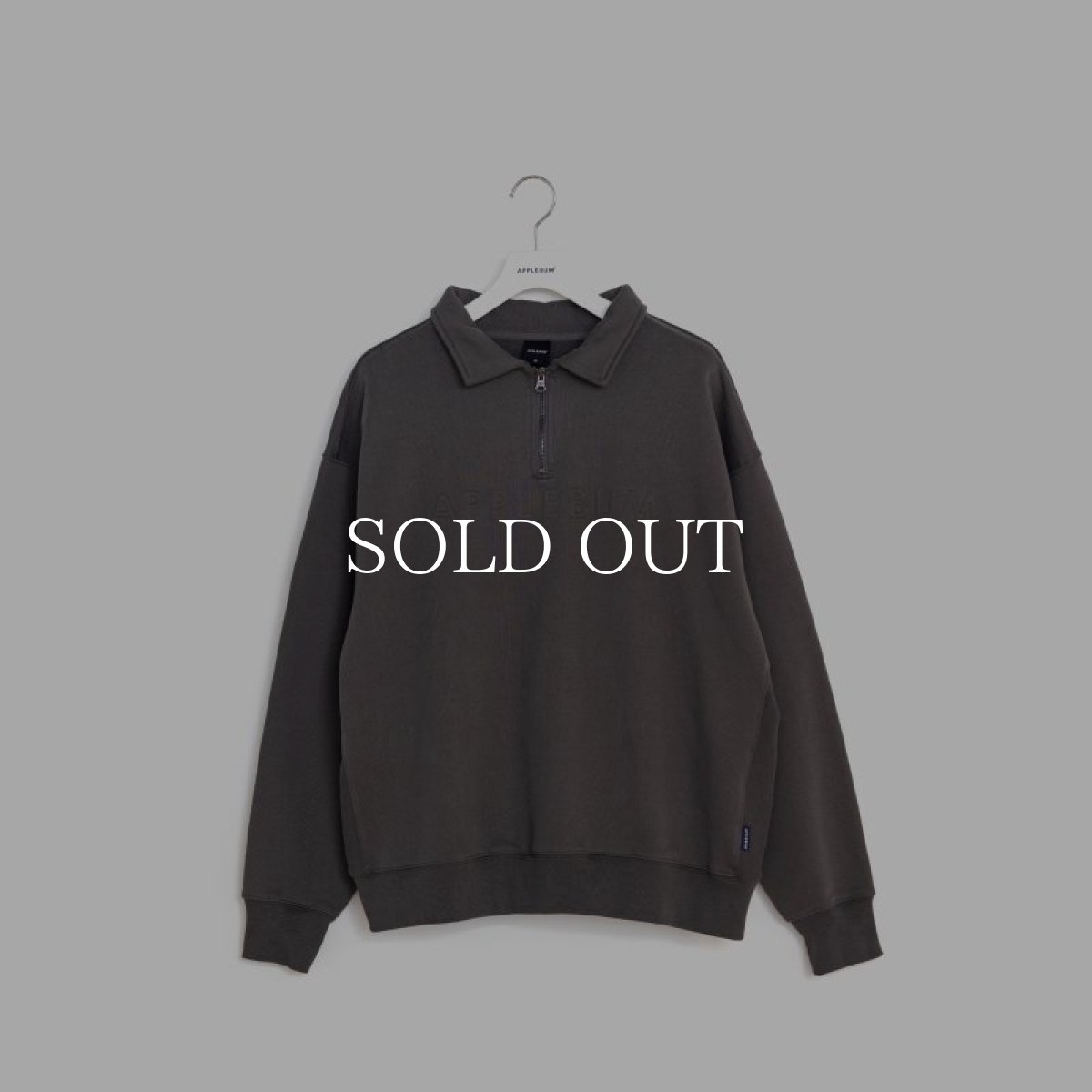 画像1: APPLEBUM  Solid Color Half Zip Sweat (Charcoal) (1)