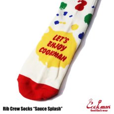 画像4: COOKMAN  ソックス Rib Crew Socks Sauce Splash (White) (4)