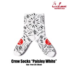画像1: COOKMAN  ソックス Crew Socks Paisley (White) (1)