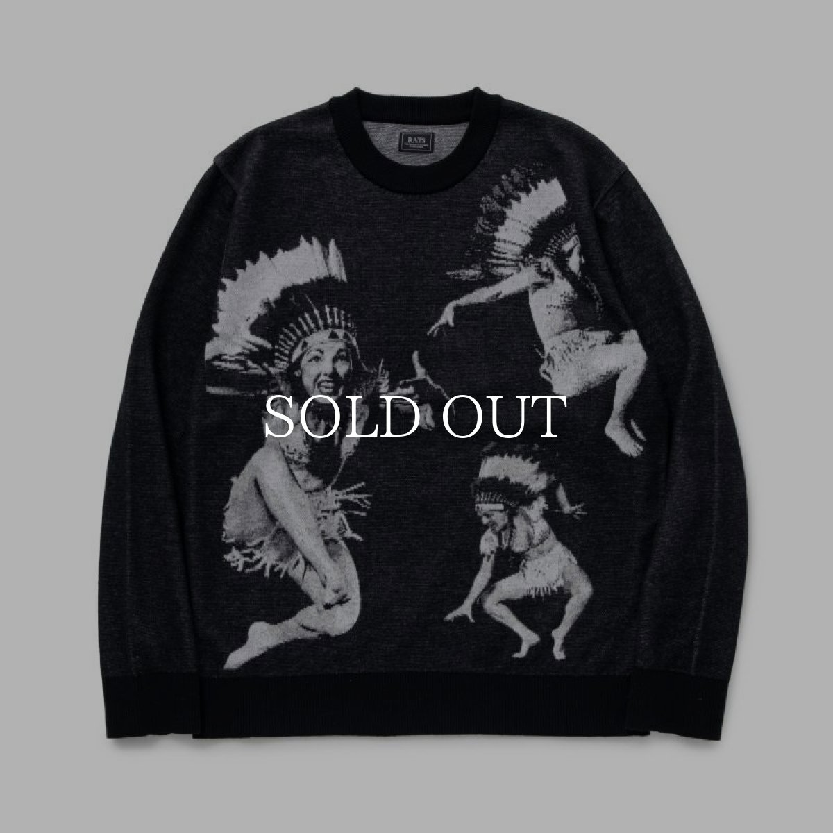 画像1: RATS  INDIAN JAQUARD LS KNIT (BLACK) (1)