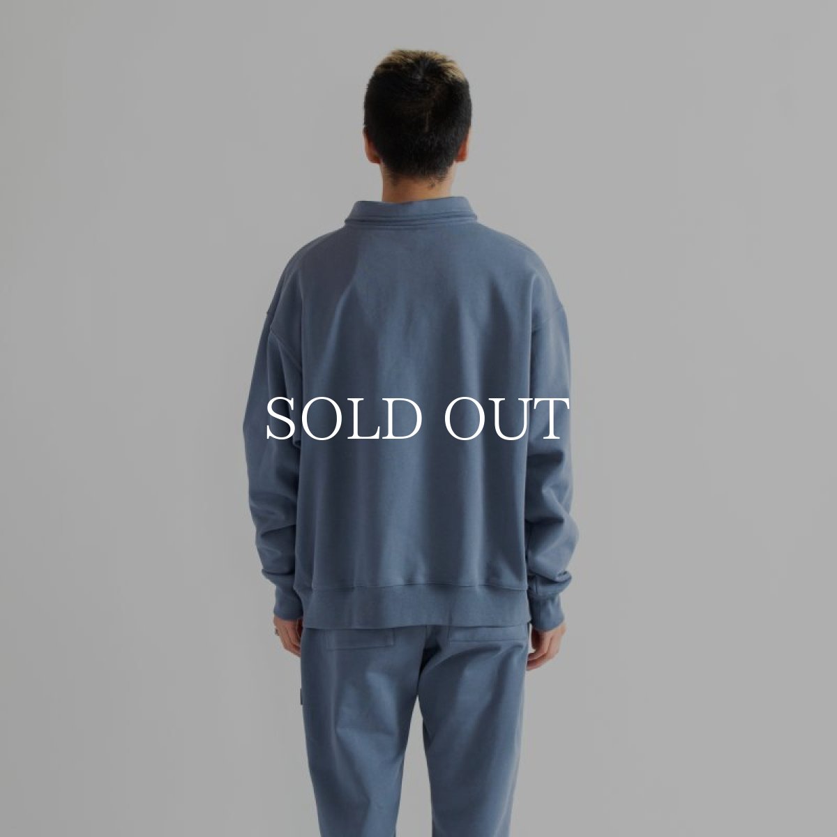 画像4: APPLEBUM  Solid Color Half Zip Sweat (Blue Gray) (4)