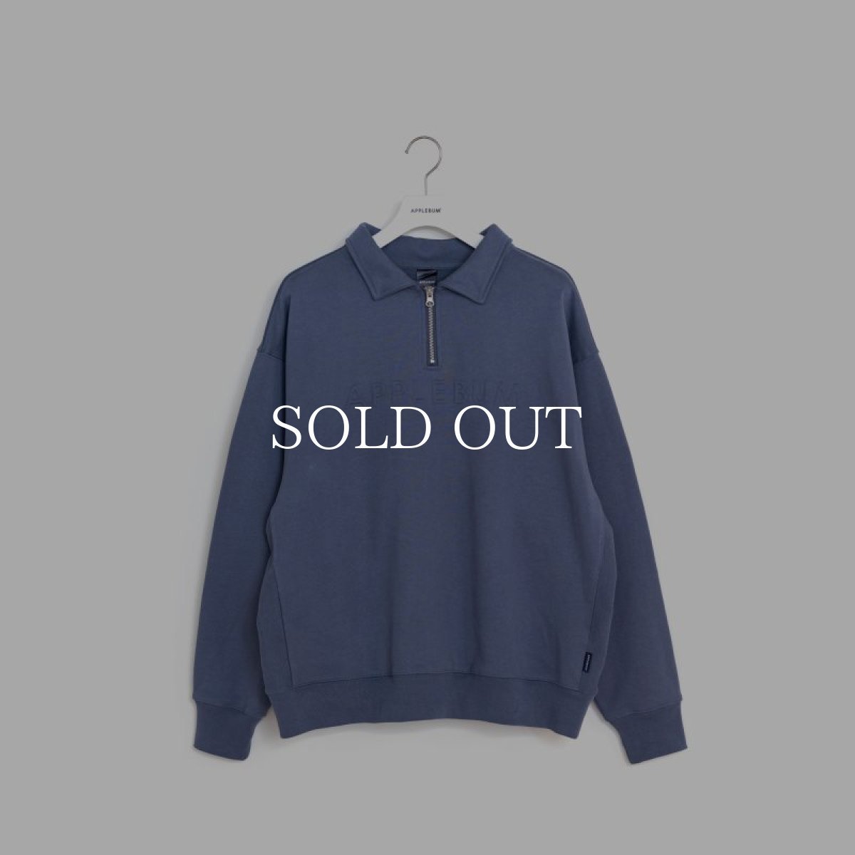画像1: APPLEBUM  Solid Color Half Zip Sweat (Blue Gray) (1)