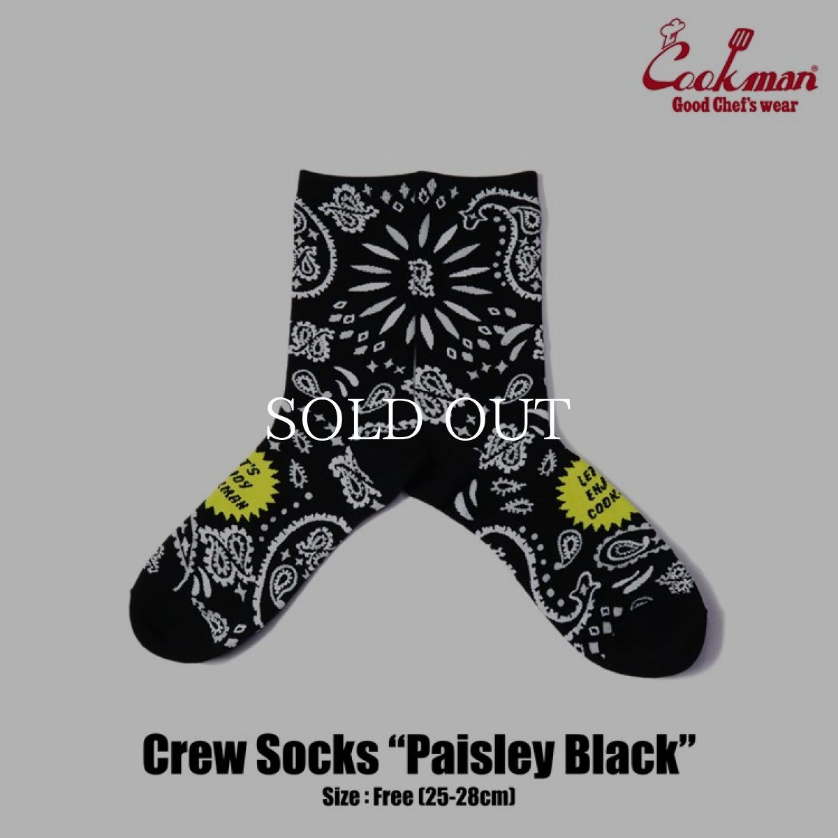 画像1: COOKMAN  ソックス Crew Socks Paisley (Black) (1)