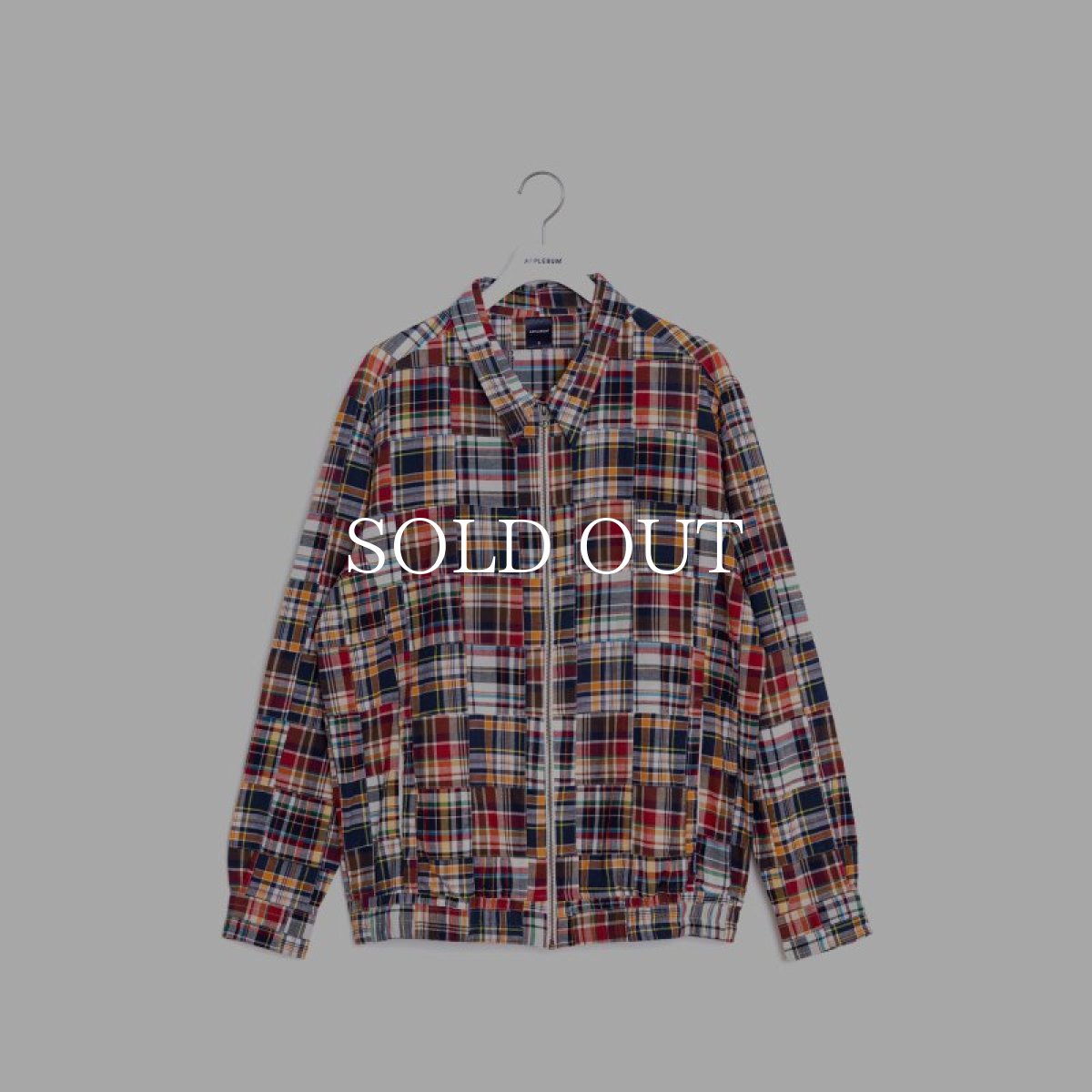 画像1: APPLEBUM  Madras Patchwork Zip Up Shirt Jacket (Red) (1)