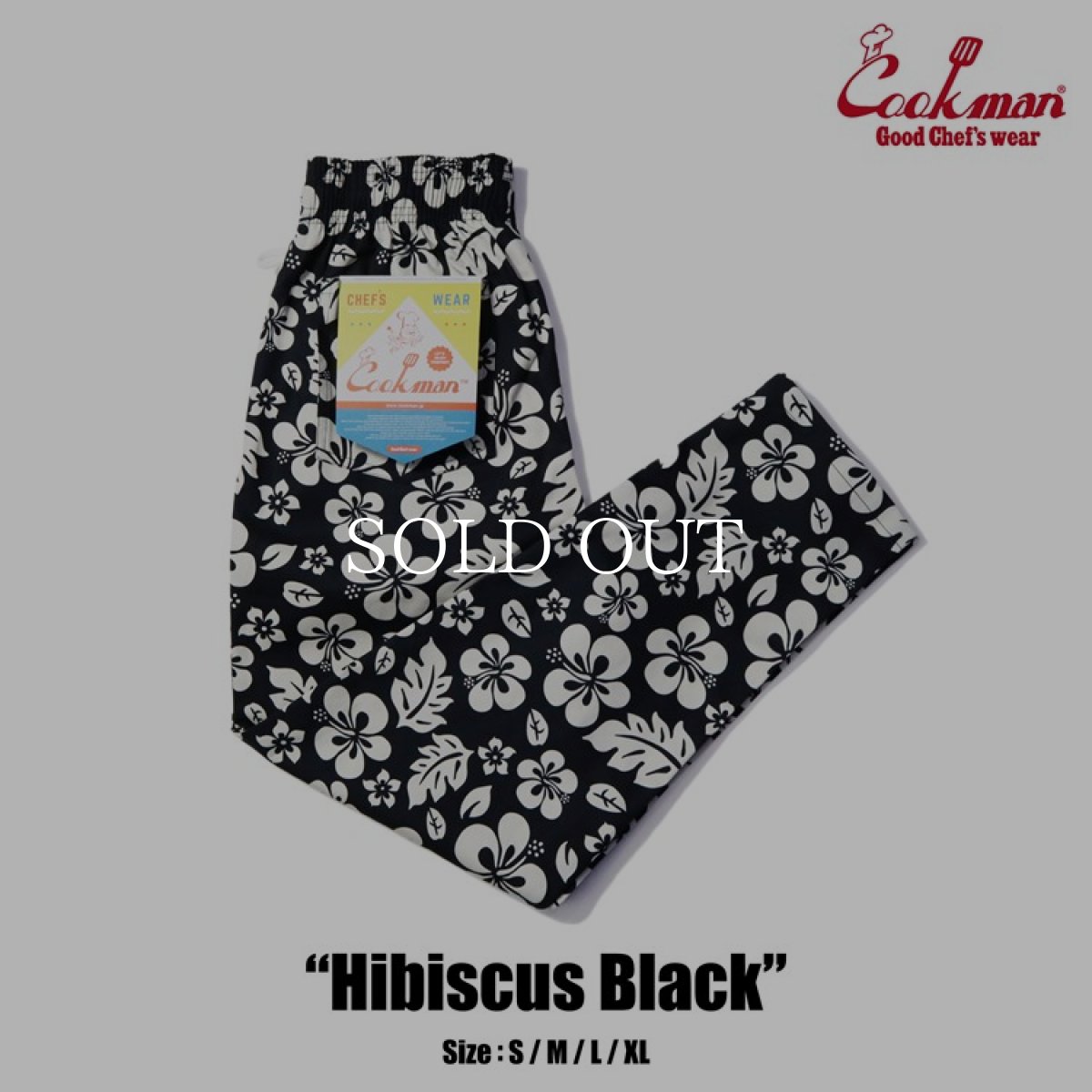 画像1: COOKMAN  Chef Pants Hibiscus (Black) (1)