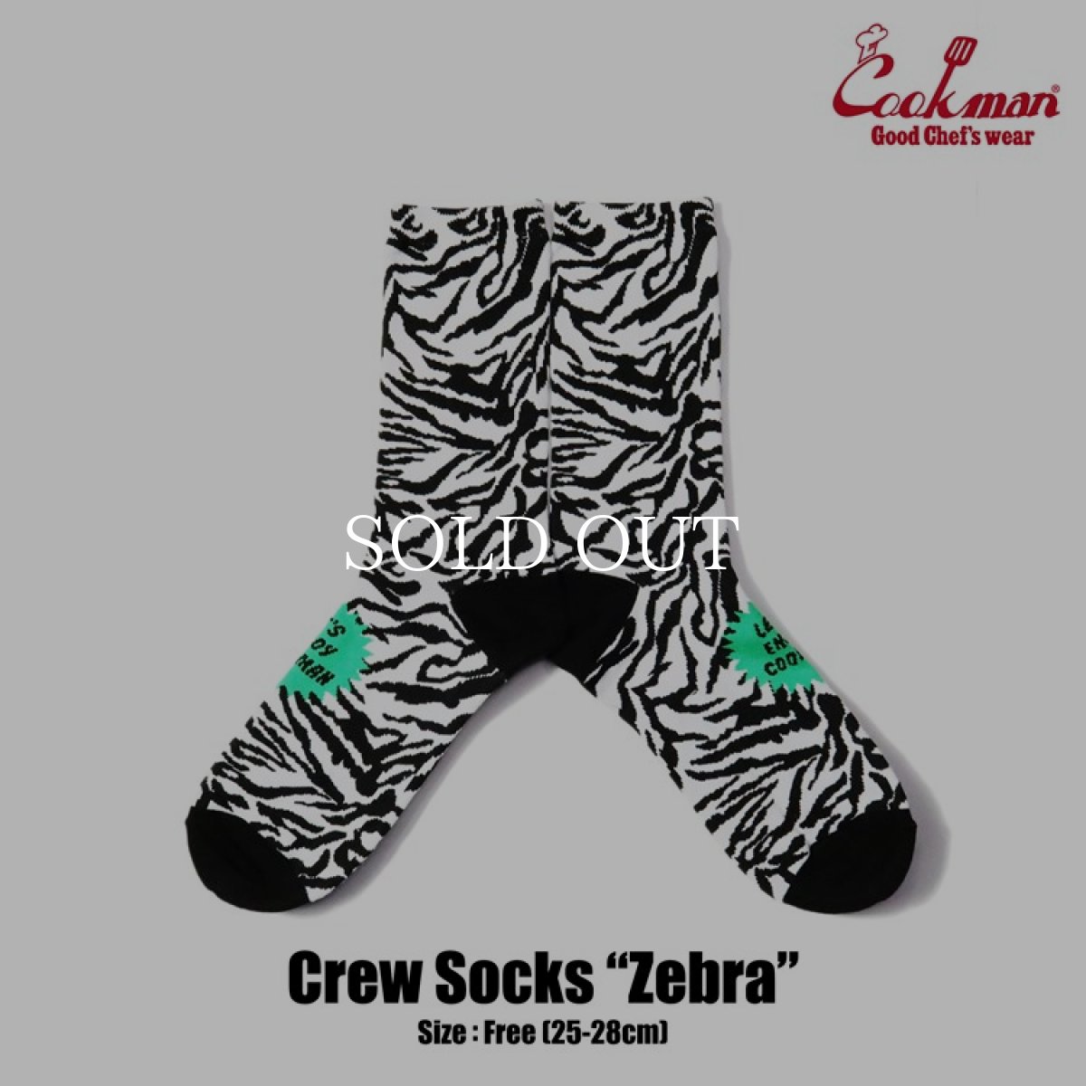 画像1: COOKMAN  ソックス Crew Socks Zebra (White) (1)