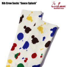 画像3: COOKMAN  ソックス Rib Crew Socks Sauce Splash (White) (3)