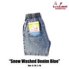 画像1: COOKMAN  Chef Pants Short Snow Washed Denim (Blue) (1)