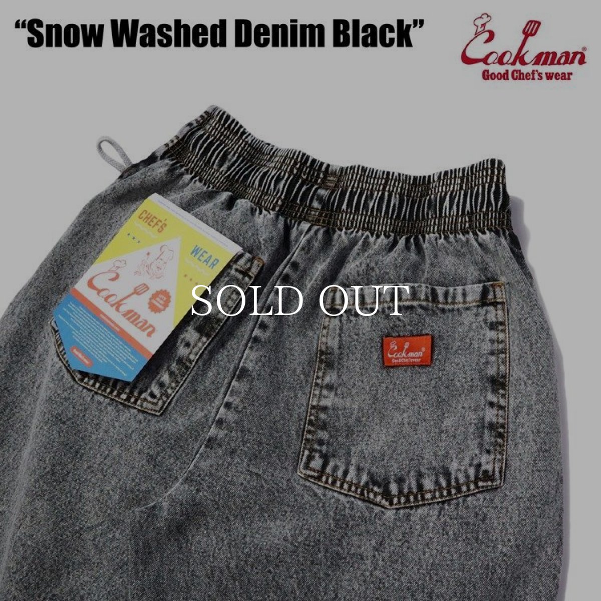 画像5: COOKMAN  Chef Pants Short Snow Washed Denim (Black) (5)