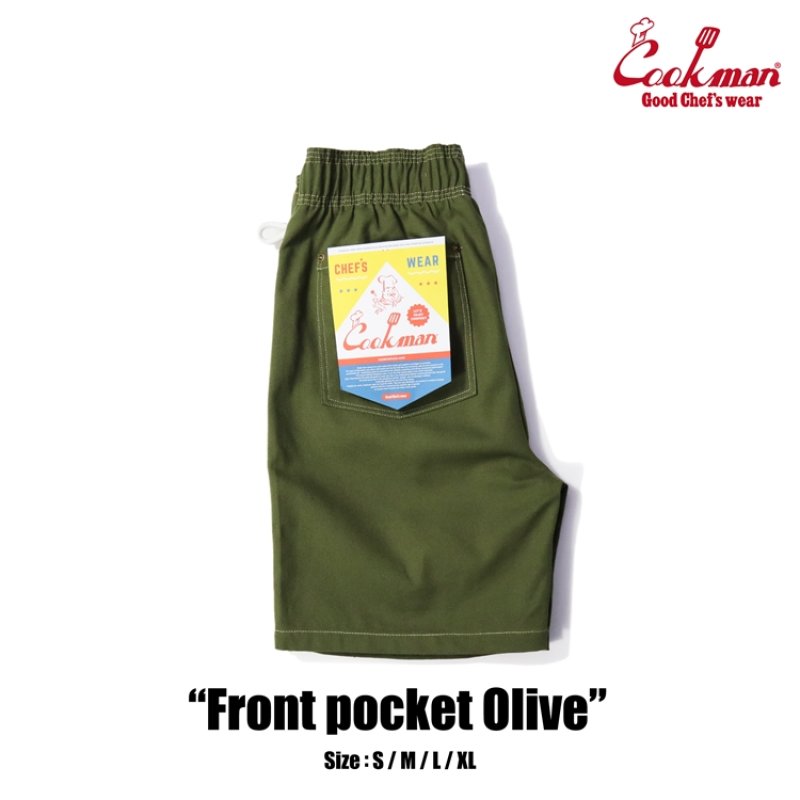 COOKMAN Chef Pants Short Front pocket (Olive) 231-31953 公式通販