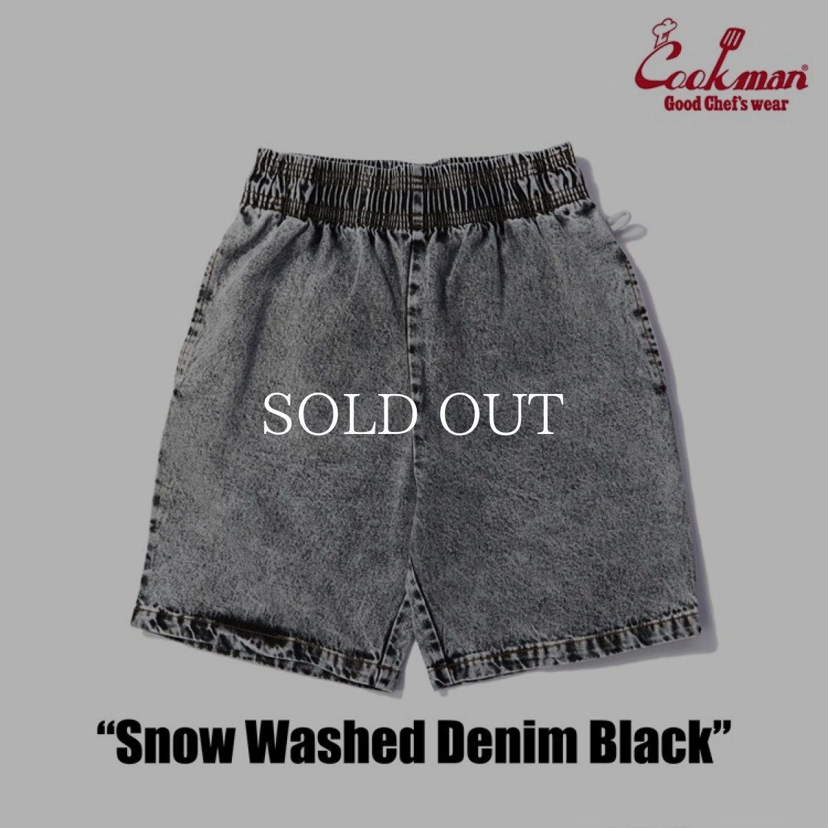画像2: COOKMAN  Chef Pants Short Snow Washed Denim (Black) (2)