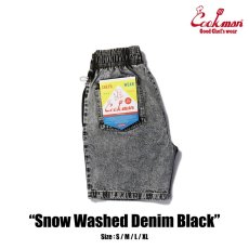 画像1: COOKMAN  Chef Pants Short Snow Washed Denim (Black) (1)