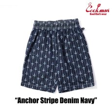 画像2: COOKMAN  Chef Pants Short Anchor Stripe Denim (Navy) (2)