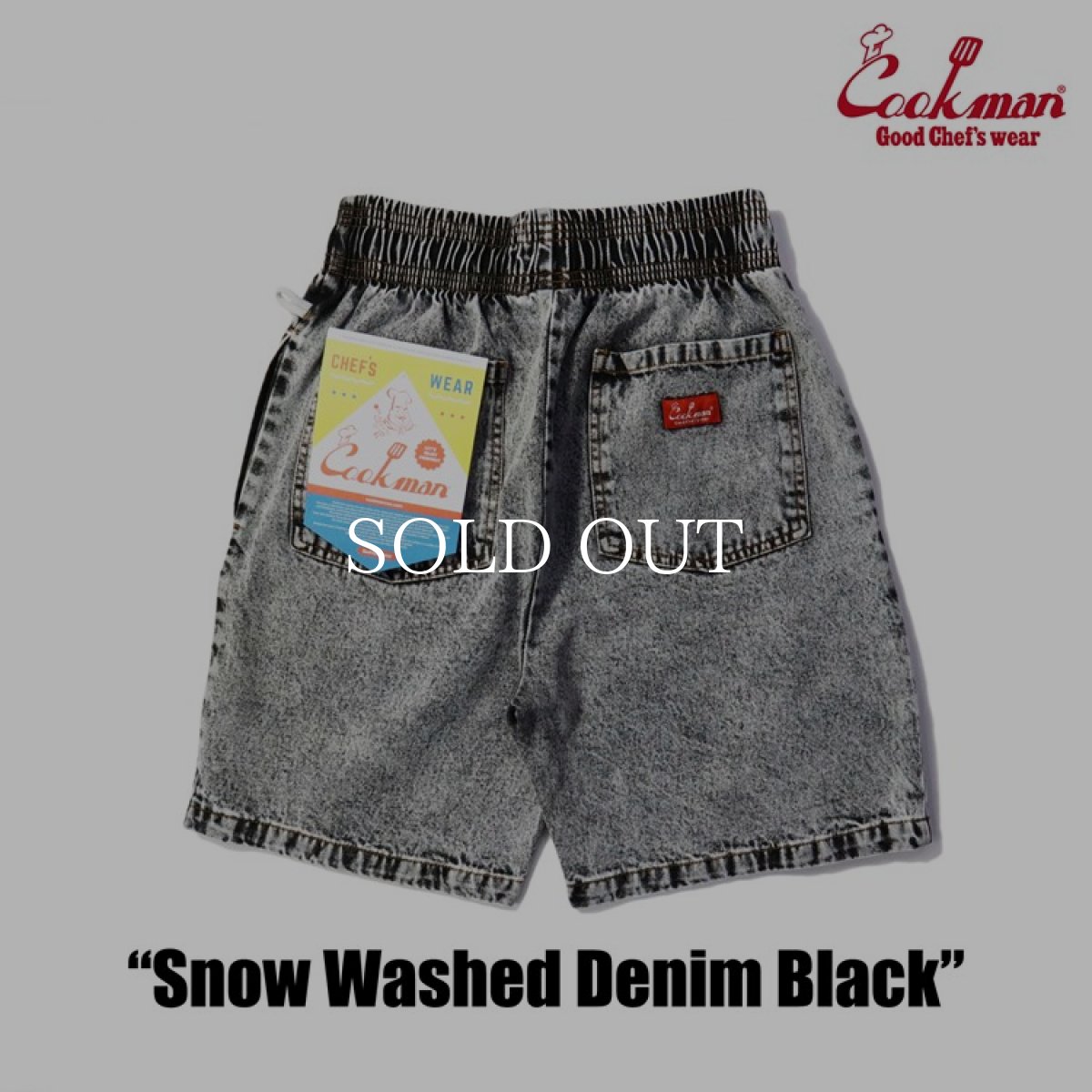画像3: COOKMAN  Chef Pants Short Snow Washed Denim (Black) (3)
