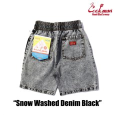 画像3: COOKMAN  Chef Pants Short Snow Washed Denim (Black) (3)