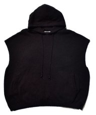 画像1: MINEDENIM  Snarl yarn Nosleeve Hoodie (BLK) (1)