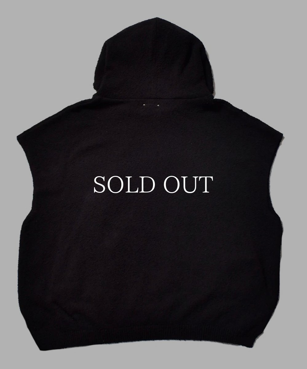 画像2: MINEDENIM  Snarl yarn Nosleeve Hoodie (BLK) (2)