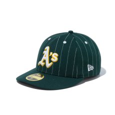 画像1: NEW ERA  LP 59FIFTY MLB Pinstripe オークランド・アスレチックス (ダークグリーン) (1)