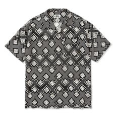 画像1: CALEE  Geometric pattern amunzen cloth S/S shirt (White.Black) (1)
