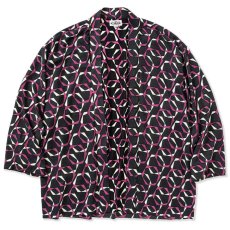 画像1: CALEE  Geometric & Annulus pattern amuzen cloth shirt cardigan (Black.Purple) (1)