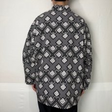 画像3: CALEE  Geometric & Annulus pattern amuzen cloth shirt cardigan (White.Black) (3)